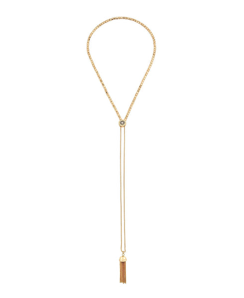 BCBGeneration Stone Tassel Slider Gold-tone Metal Y-Necklace